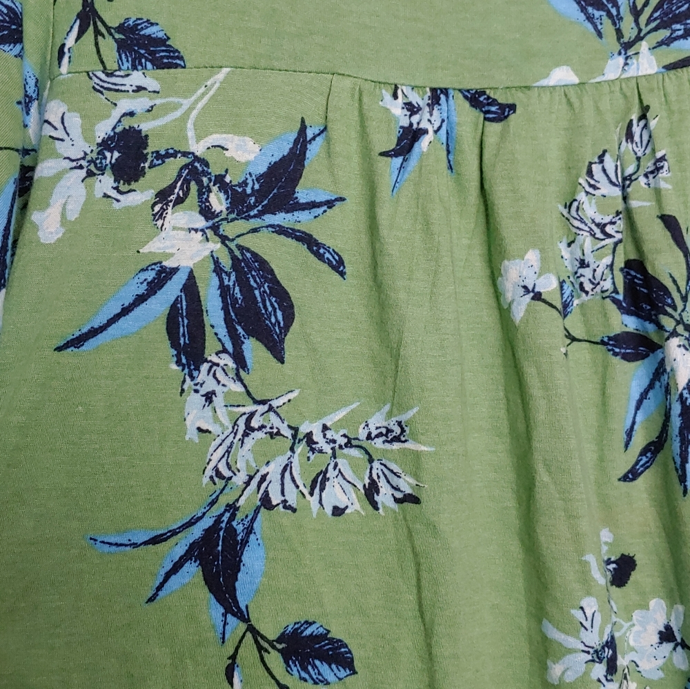 Lucky Brand Green Floral Square Neck Short Sleeve Blouse Size XXL New With Tags - Picture 7 of 16